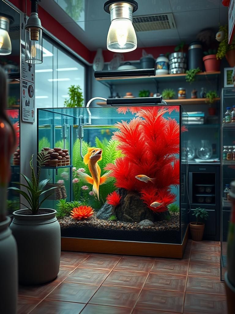 Red crystal aquarium
